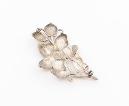 925 Sterling Silver  Vintage Shiny Etched Single Flower Brooch Pin  BP4888