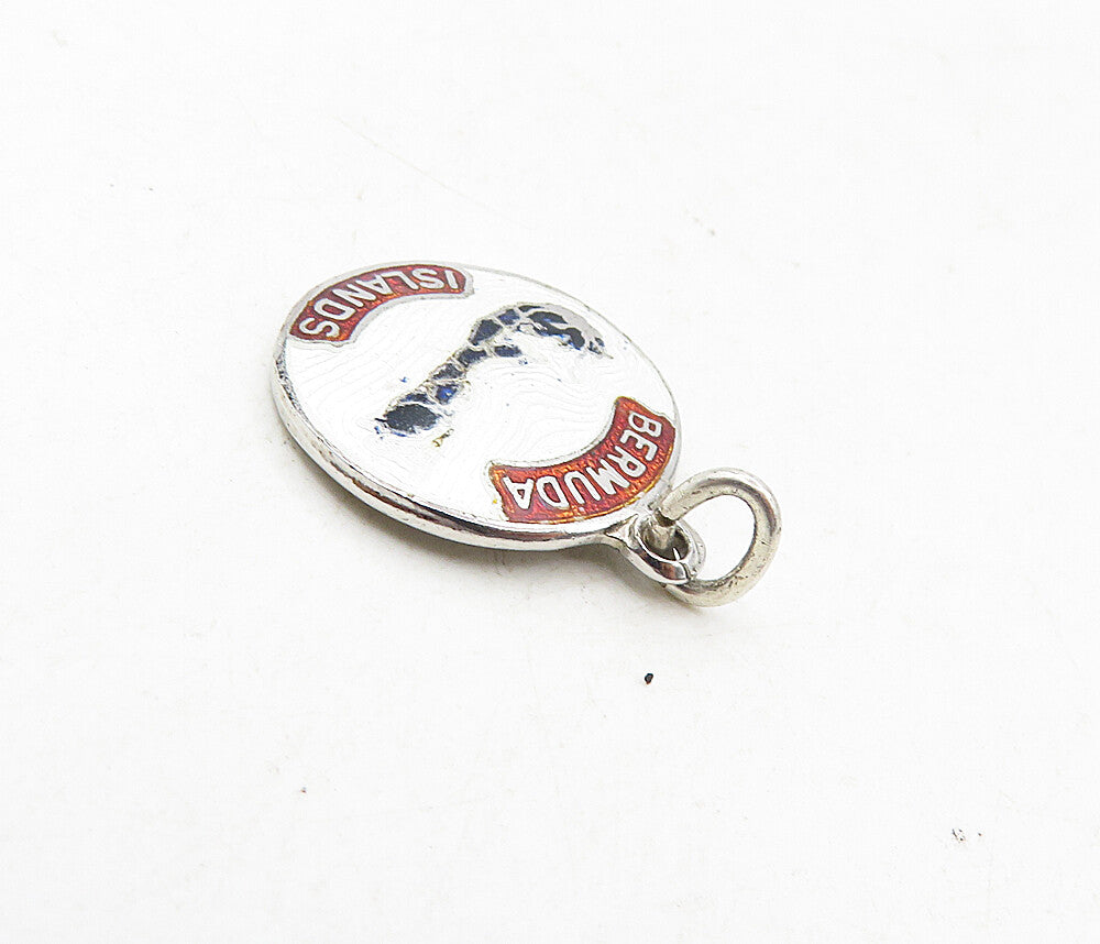 925 Sterling Silver  Vintage Enamel Coated Bermuda Islands Pendant  PT6970