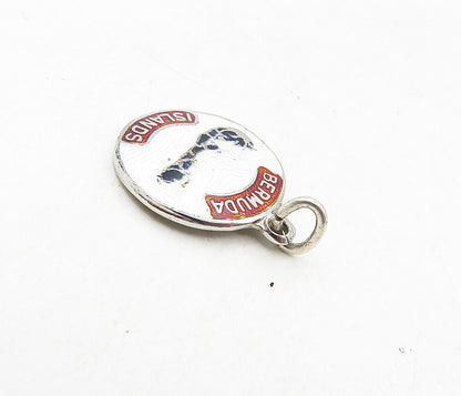 925 Sterling Silver  Vintage Enamel Coated Bermuda Islands Pendant  PT6970