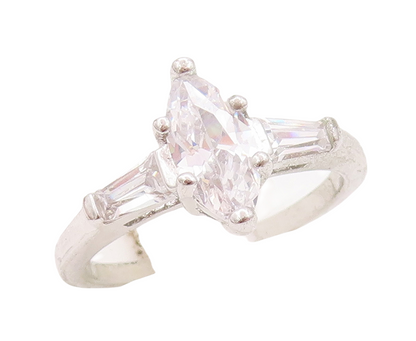 925 Sterling Silver Vintage Ring Minimalist Marquise Cut CZ  Sz 8  RG29756