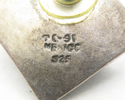 MEXICO 925 Sterling Silver  Vintage Oxidized Modernist Drop Earrings  EG6127