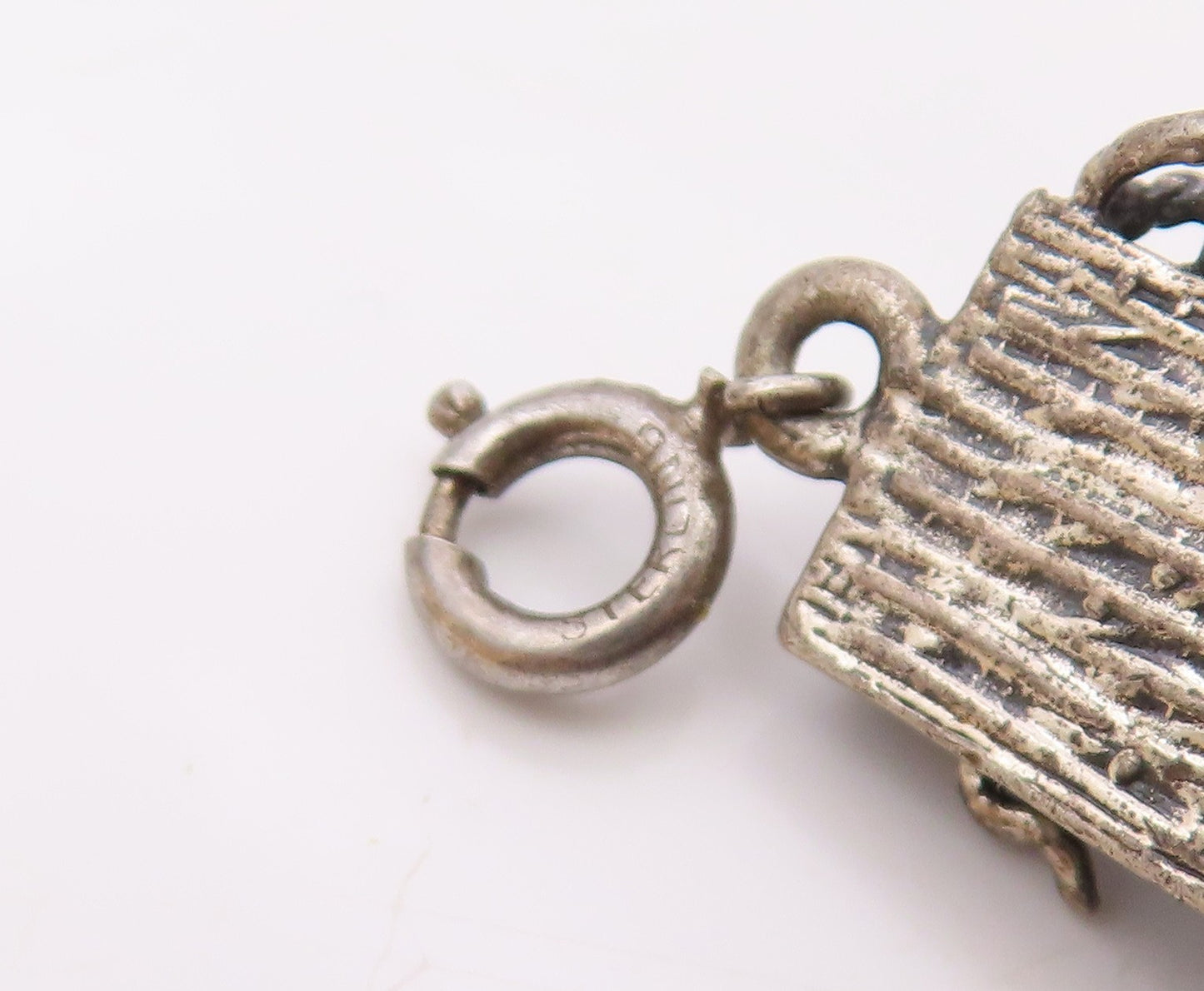 925 Sterling Silver  Vintage Antique Crank Phone Motif Pendant  PT21121