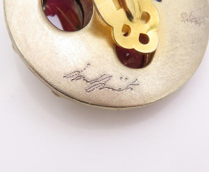 925 Sterling Silver Vintage Earrings Gold Plated Designer Gemstones  EG13489