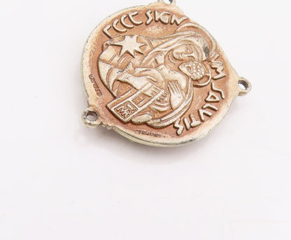 925 Sterling Silver Vintage Pendant HAYWARD Sacred Heart Religious Medal PT25301