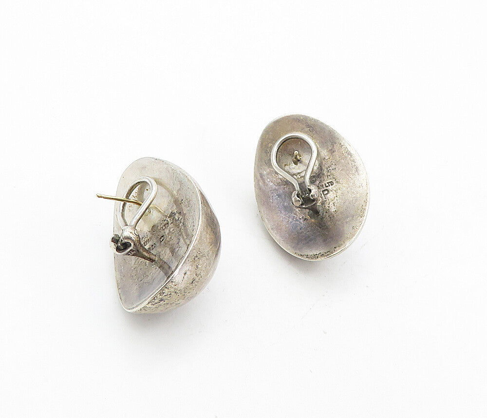 BAYANIHAN 925 Silver & 14K GOLD  Vintage Dark Tone Dome Drop Earrings  EG4262