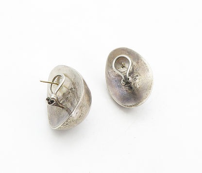 BAYANIHAN 925 Silver & 14K GOLD  Vintage Dark Tone Dome Drop Earrings  EG4262
