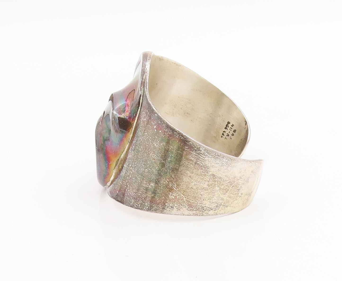 925 Sterling Silver Vintage Bracelet MEXICO Abstract Swirl Cutout Cuff  BT11946