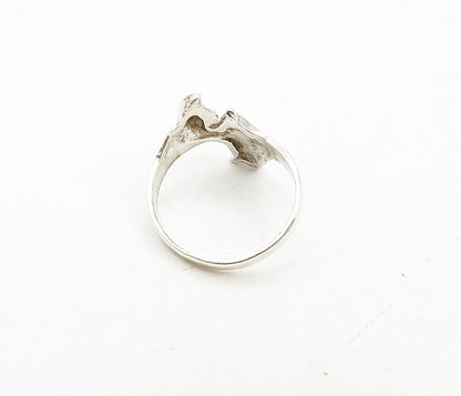 925 Sterling Silver  Vintage Shiny Double Dolphin Motif Band Ring Sz 7  RG8902