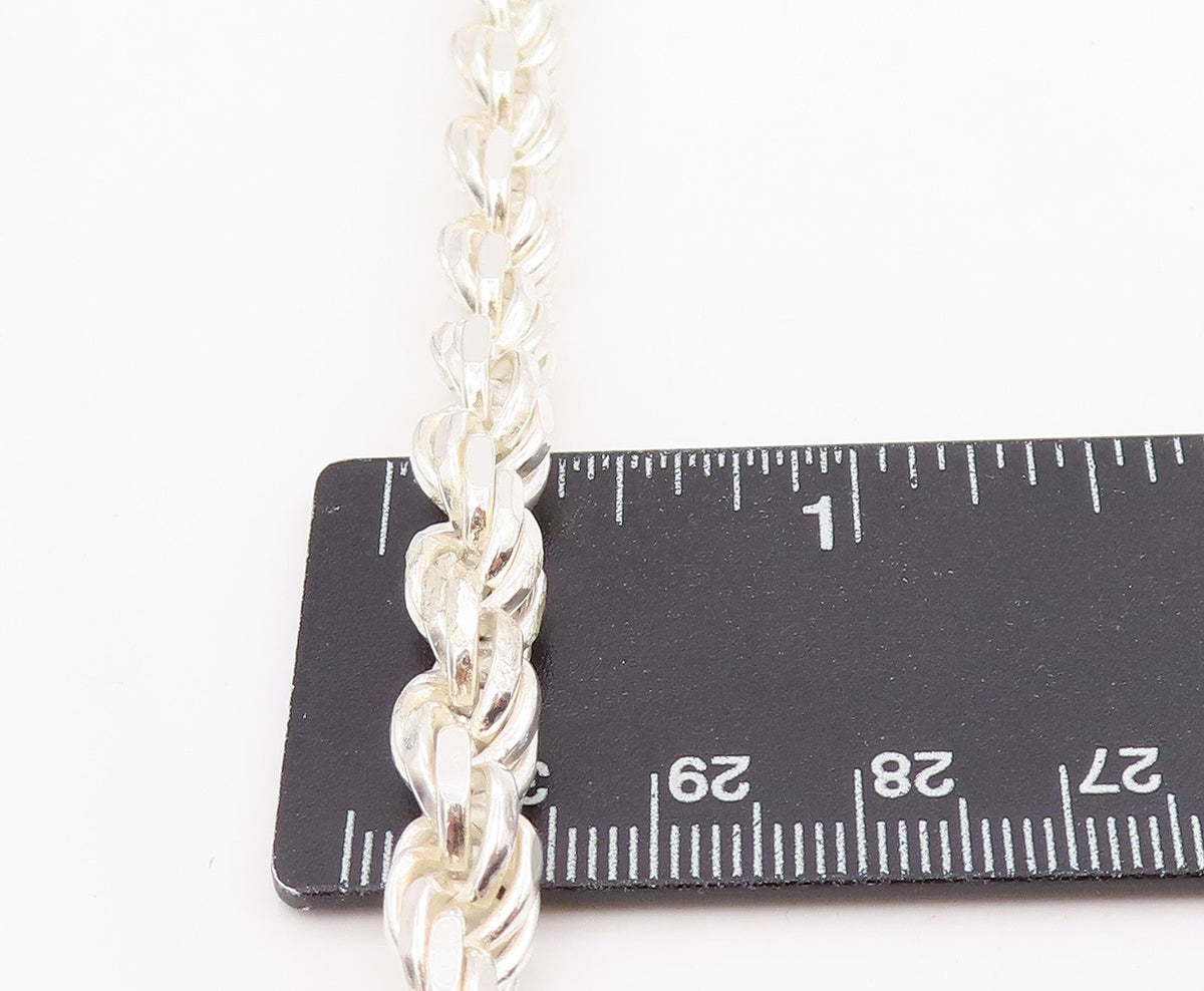 925 Sterling Silver Vintage Necklace Chunky Solid Twisted Rope Braid  NE4747