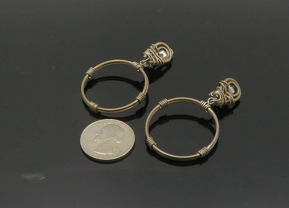 925 Sterling Silver  Vintage Wire Wrapped Non Pierce Dangle Earrings  EG10005