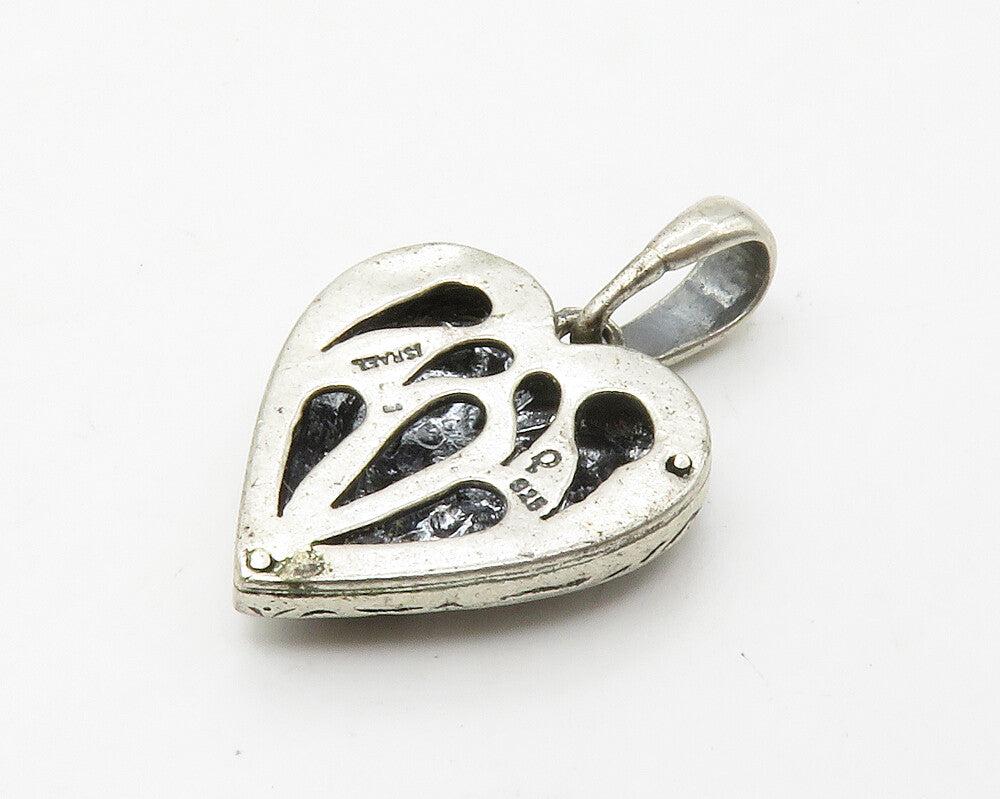 ISRAEL 925 Sterling Silver  Vintage Hammered Detail Love Heart Pendant PT11216
