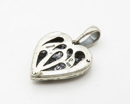 ISRAEL 925 Sterling Silver  Vintage Hammered Detail Love Heart Pendant PT11216