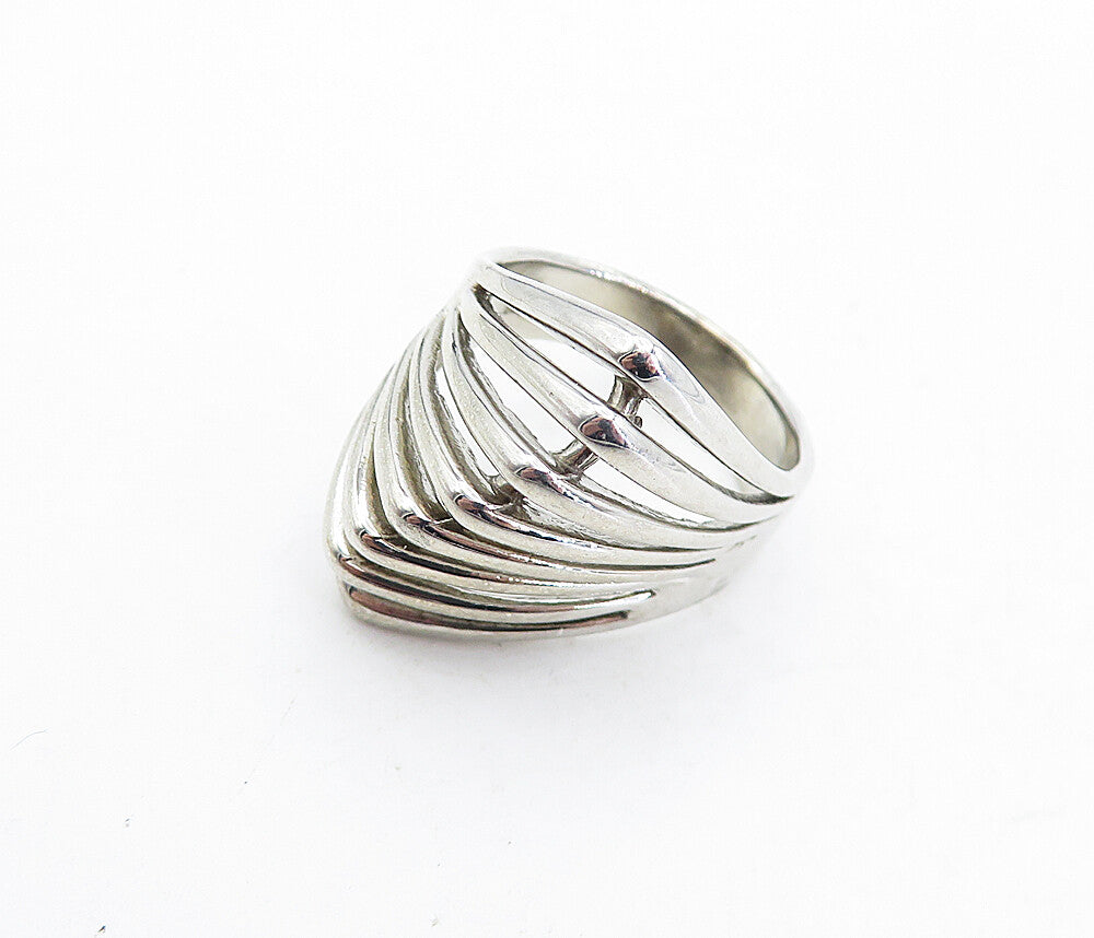 925 Sterling Silver  Vintage Shiny Pointed Split Dome Band Ring Sz 7  RG5576