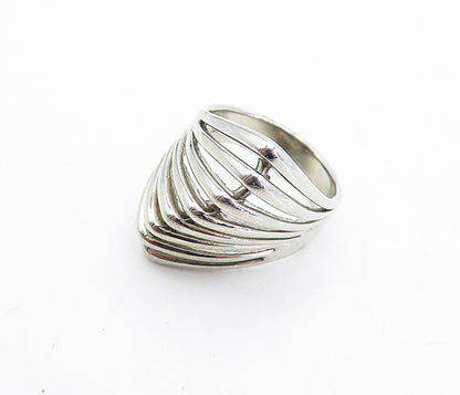 925 Sterling Silver  Vintage Shiny Pointed Split Dome Band Ring Sz 7  RG5576