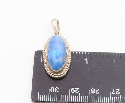 925 Sterling Silver Vintage Pendant Classic Cabochon Moonstone Charm  PT26597
