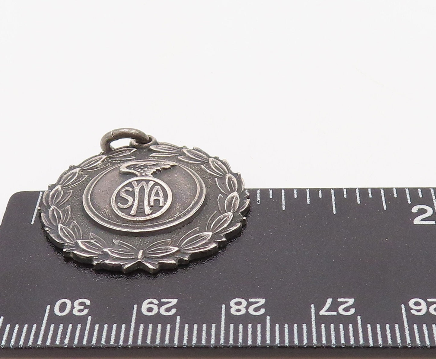 925 Sterling Silver Vintage Pendant Antique Dark Tone Floral Carved  PT23534