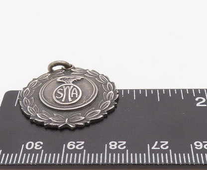 925 Sterling Silver Vintage Pendant Antique Dark Tone Floral Carved  PT23534