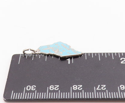 925 Sterling Silver Vintage Pendant Enameled Cutout Maine Map Charm  PT24537