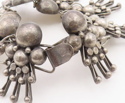 925 Sterling Silver Vintage Bracelet TAXCO Bubble Doll Cluster Link  BT12158