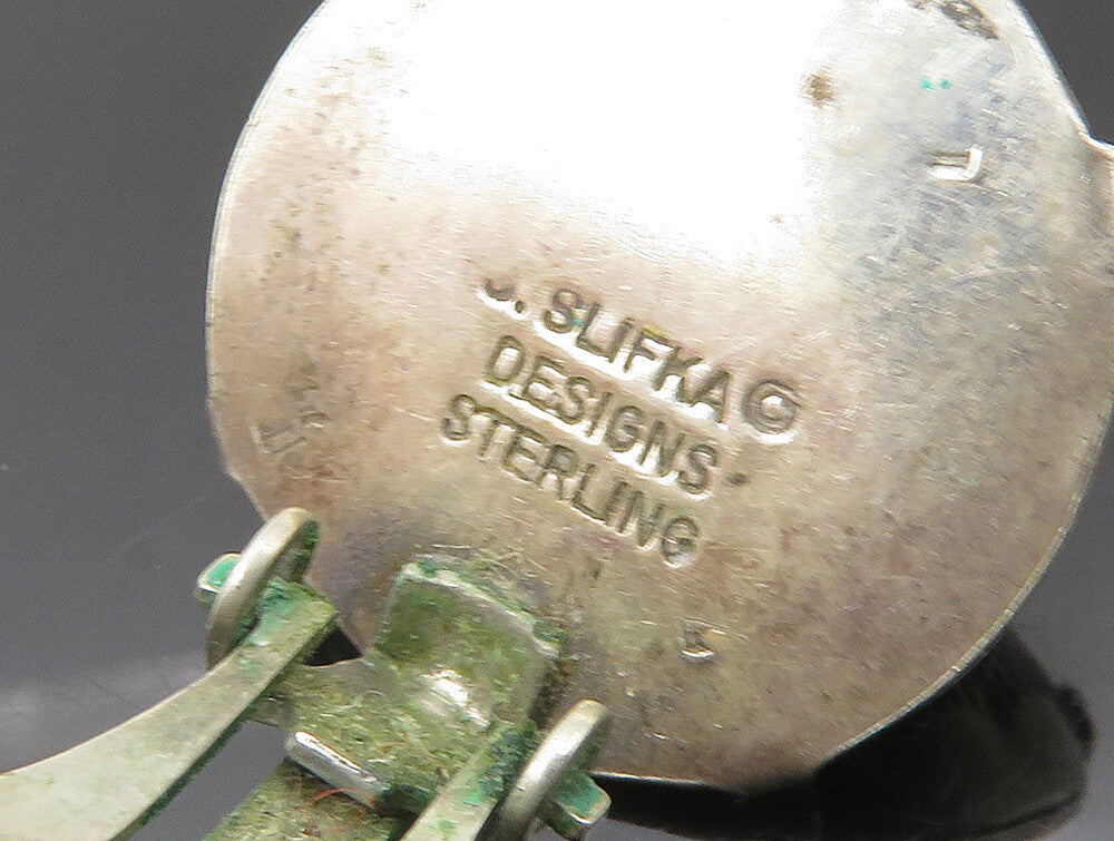 JOAN SLIFKA 925 Silver   Vintage Etched Dome Non Pierce Earrings  EG11572