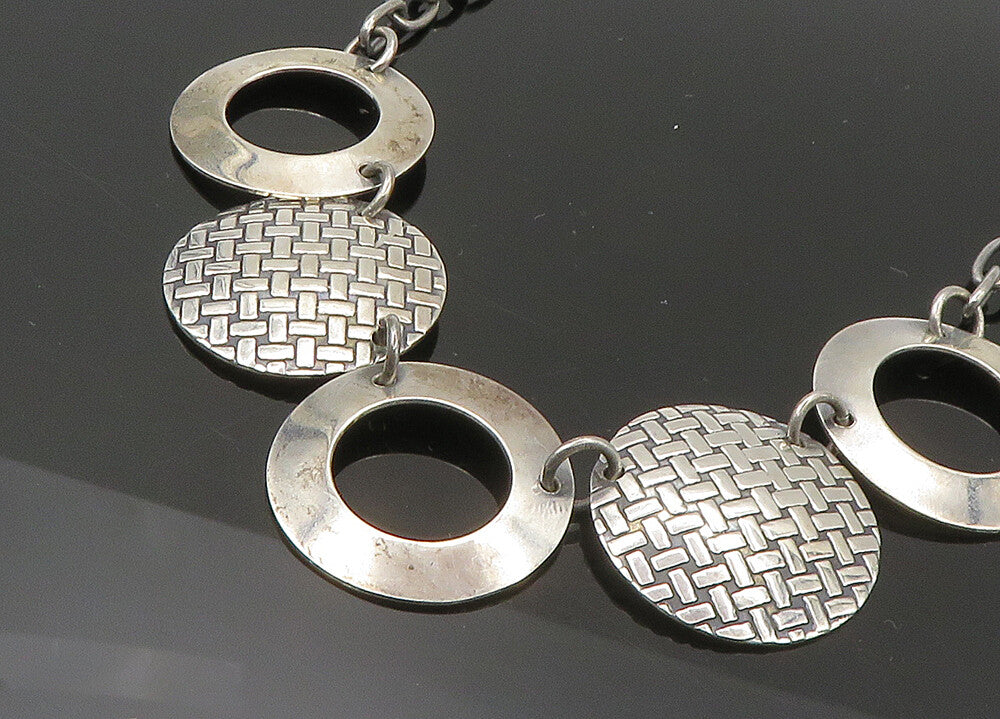925 Sterling Silver  Vintage Dark Tone Woven Design Chain Necklace  NE3663