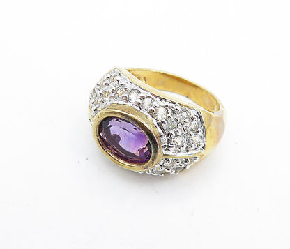 ROSS SIMON 925 Silver Amethyst & Topaz Two Tone Cocktail Ring Sz 6.5 RG6768