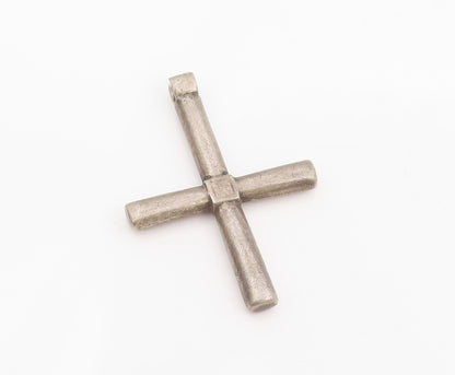 925 Sterling Silver Vintage Pendant Minimalist Solid Religious Cross  PT25513