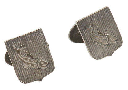 LINDSAY BOYER 925 Sterling Silver  Vintage Dark Tone Fish Cufflinks  TR2146