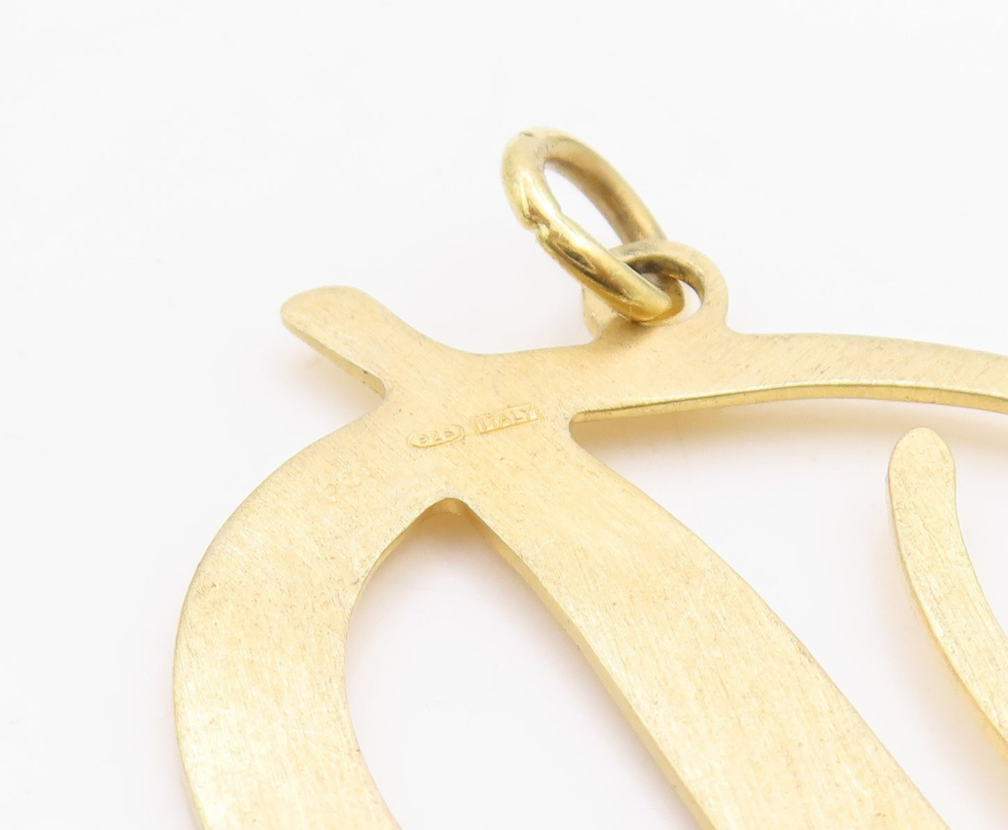 925 Sterling Silver Vintage Pendant Gold Plated calligraphed Alphabet D PT24608