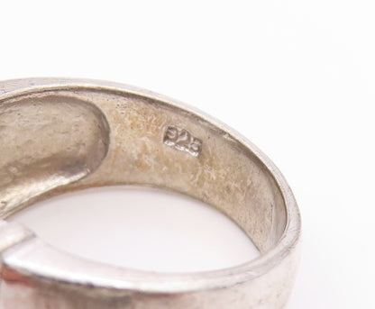 925 Sterling Silver Vintage Ring Classic White Topaz Statement Band Sz 7 RG36060