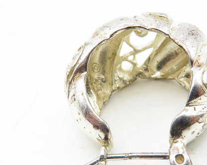 925 Sterling Silver  Vintage Shiny Petite Swirl Vine Hoop Earrings  EG5571