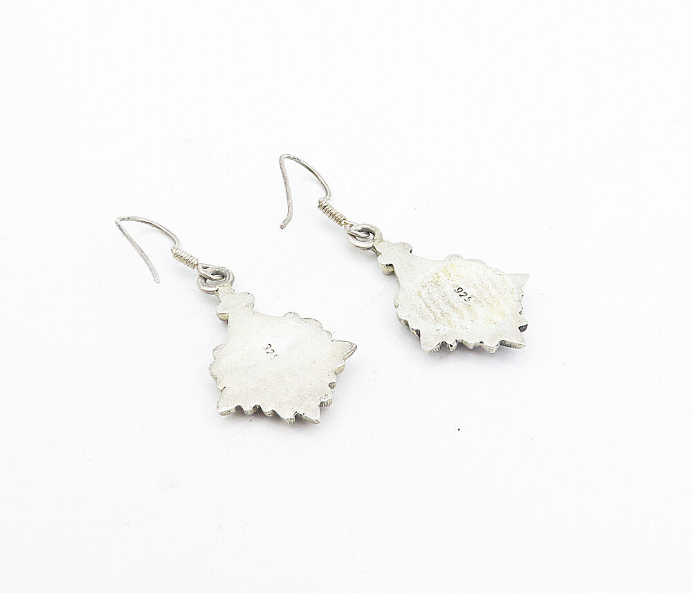 925 Sterling Silver  Vintage Shiny Fluted Swirl Detail Dangle Earrings  EG3690