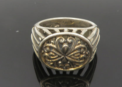 DESIGNER 925 Silver  Vintage Floral Love Heart Dome Band Ring Sz 9  RG20369