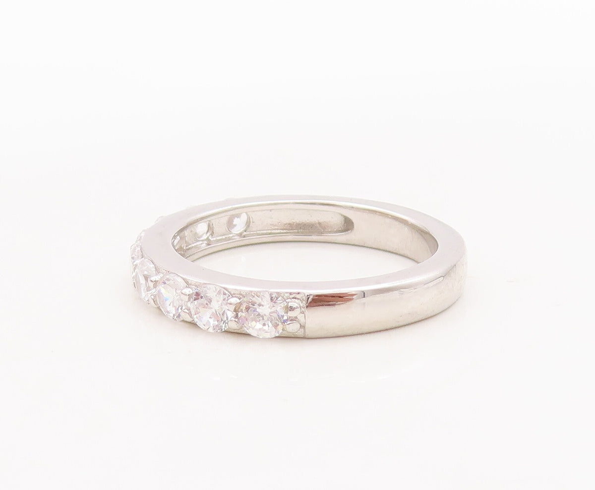 925 Sterling Silver Vintage Ring Minimalist Two Tone CZ Stackable  Sz 7  RG29470