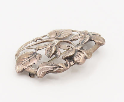 DANECRAFT 925 Silver  Vintage Fashion Flower Cutout Oval Brooch Pin  BP10176