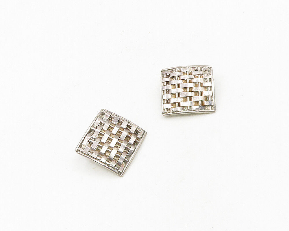 DESIGNER 925 Silver  Vintage Shiny Weaved Non Pierce Drop Earrings  EG9424