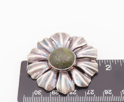 925 Sterling Silver Vintage Brooch Pin Ireland Connemara Marble Flower  BP10774