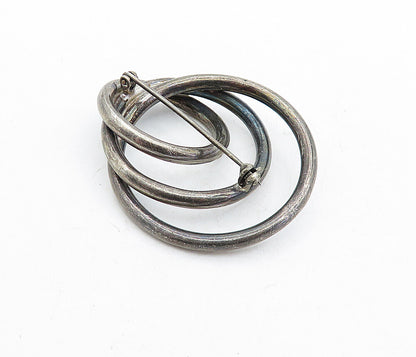 925 Sterling Silver  Vintage Dark Tone Graduated Circles Brooch Pin  BP1993