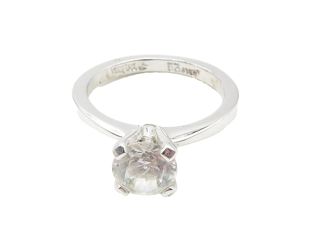 AVON 925 Sterling Silver  Prong Set Topaz Shiny Solitaire Ring Sz 5  RG11392