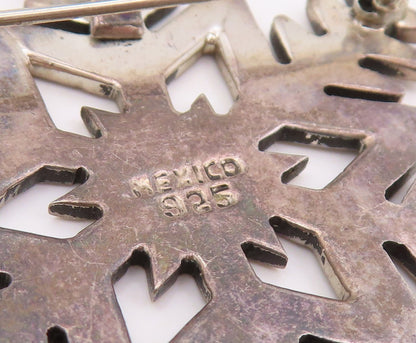 925 Sterling Silver Vintage Brooch MEXICO Winter Wonderland Snowflake   BP12081