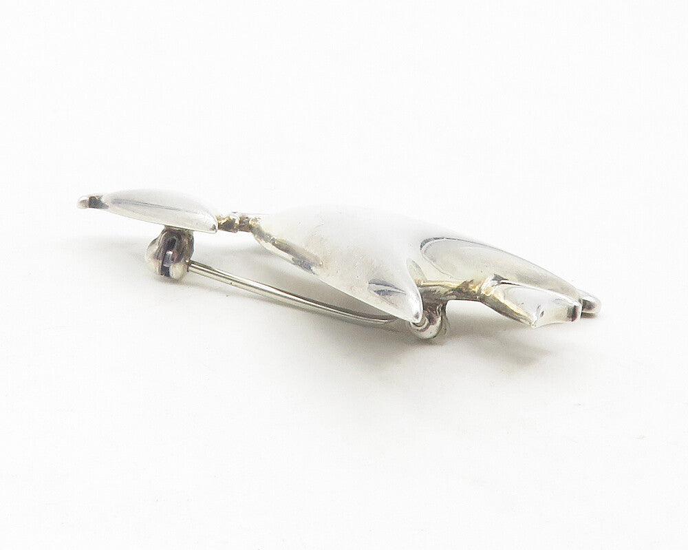 925 Sterling Silver  Vintage Shiny Smooth Sail Boat Motif Brooch Pin  BP4365