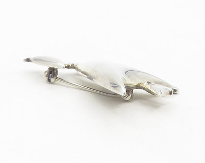 925 Sterling Silver  Vintage Shiny Smooth Sail Boat Motif Brooch Pin  BP4365