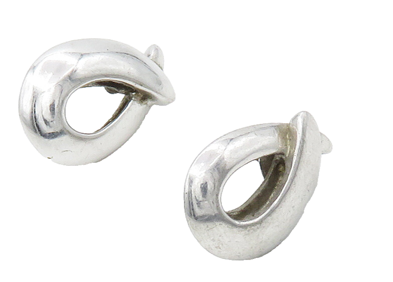 925 Sterling Silver  Petite Shiny Open Ribbon Motif Drop Earrings  EG8528