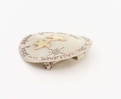 MARGIE LOMBARD 14K GOLD & 925 Silver Vintage Inspirational Brooch Pin BP10122
