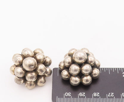 925 Sterling Silver Vintage Earrings MEXICO Heavy Solid Bead Cluster  EG12930