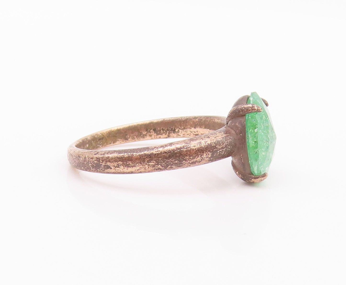 925 Sterling Silver Vintage Ring Minimalist Brutalist Gemstone  Sz 7  RG32365