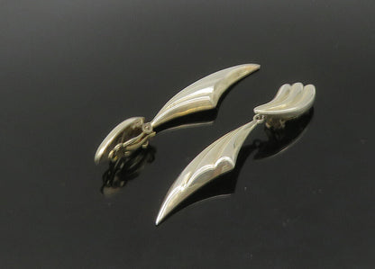 925 Sterling Silver  Vintage Shiny Hollow Fluted Dangle Earrings  EG11106