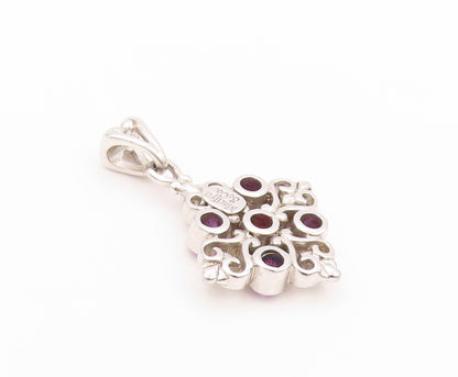 925 Sterling Silver Vintage Pendant MARYLIN & CO CZ Amethyst Hearts Cut  PT24051