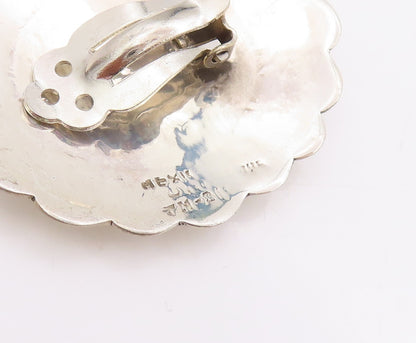 925 Sterling Silver Vintage Earrings MEXICO Engraved Arrow Head Conchos  EG13672