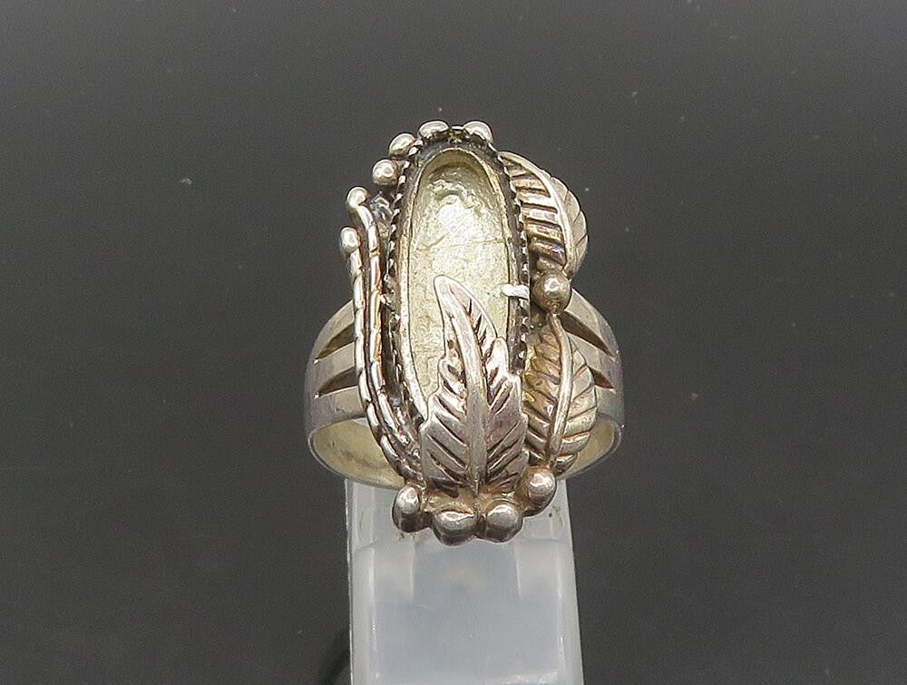 CAROL FELLEY 925 Silver  Vintage Floral Motif Cocktail Ring Sz 10  RG23808